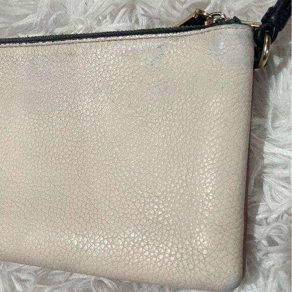 Coach Color Block Rouge Creme Pebbled Leather Large Double Zip Wristlet Clutch - Picture 16 of 16